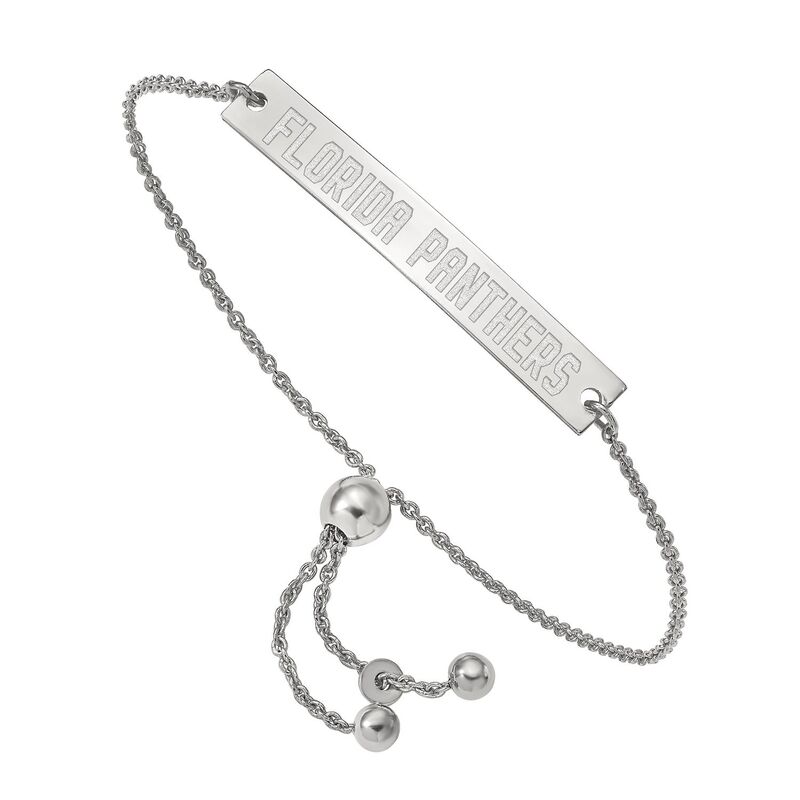 【送料無料】 ロゴアート レディース ブレスレット・バングル・アンクレット アクセサリー LogoArt Florida Panthers Sterling Silver Small Bar Adjustable Bracelet Sterling Silver