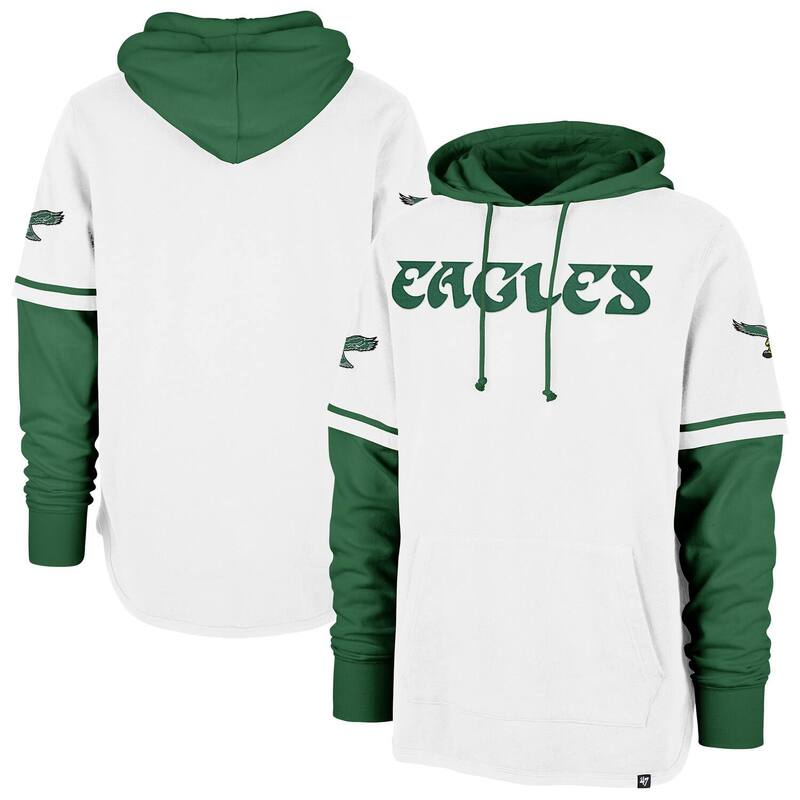 フォーティセブンブランド レディース トップス Tシャツ ショートパンツ パーカー 47 Brand Men's '47 White Philadelphia Eagles Throwback Shortstopullover Hoodieag White ホワイト