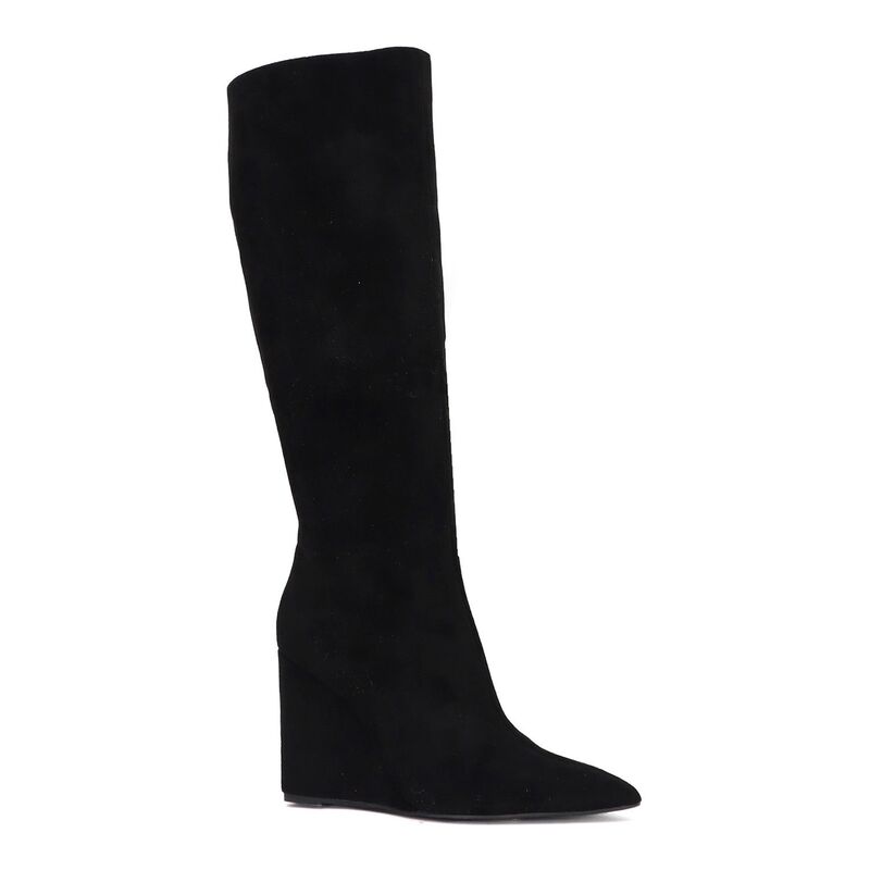 【送料無料】 ヨキ レディース ブーツ・レインブーツ シューズ Yoki Erlinda Women's Wedge Over-The-Knee Suede Boots Black
