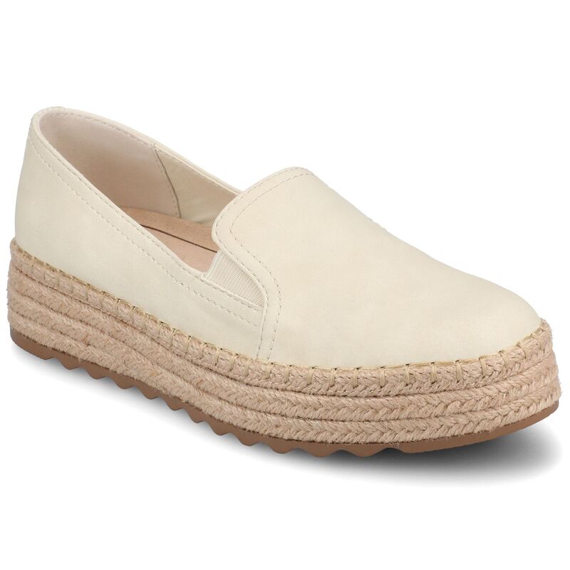 ジャーニー レディース シューズ サンダル Journee Catalina Women'slip-On Round Toespadrille Shoes Bone