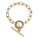 【送料無料】 アンブランデッド レディース ブレスレット・バングル・アンクレット アクセサリー 14k Gold Plated Cubic Zirconia Oversized Toggle Clasp Elongated Oval Cable Link Bracelet Gold Tone