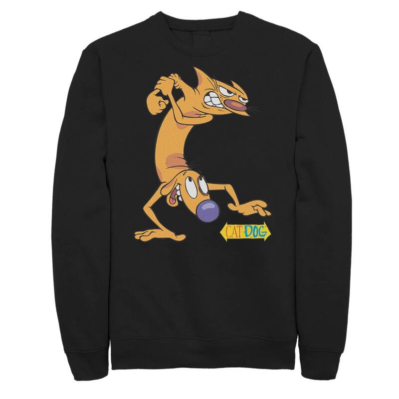 アニメキャラクター レディース トップス Tシャツ スウェット Licensed Character Mens Nickelodeon CatDog Tough Guysweatshirt Black ブラック
