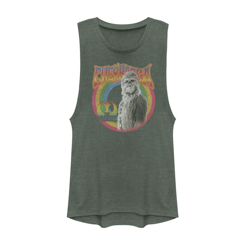 アニメキャラクター レディース トップス Tシャツ Licensed Character Juniors' Star Wars Chewbacca The Wookie Retro Portrait Muscle Tank Topine Heather ヘザー
