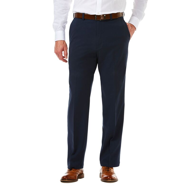 【送料無料】 ハガー メンズ カジュアルパンツ ボトムス Men's HaggarR Cool 18R PRO Straight-Fit Wrinkle-Free Flat-Front Super Flex Waist Pants Navy