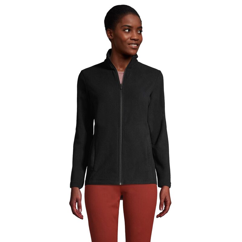 【送料無料】 ランズエンド レディース ジャケット・ブルゾン アウター Petite Lands' End Full Zip Fleece Jacket Black