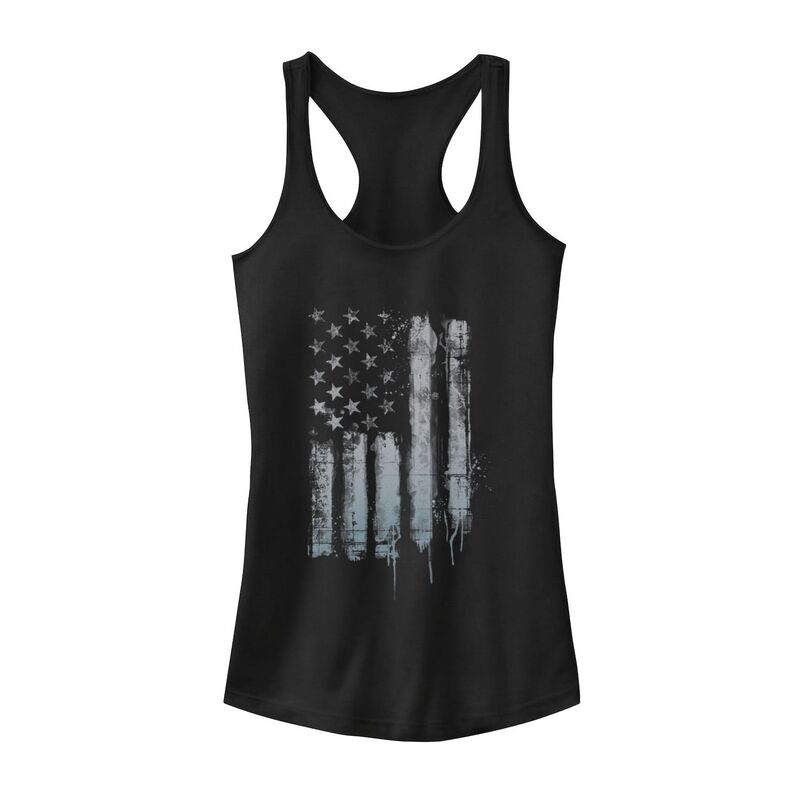 アンブランデッド レディース トップス Tシャツ Unbranded Juniors' Rustic American Flag Paint Drip Tank Top Black ブラック