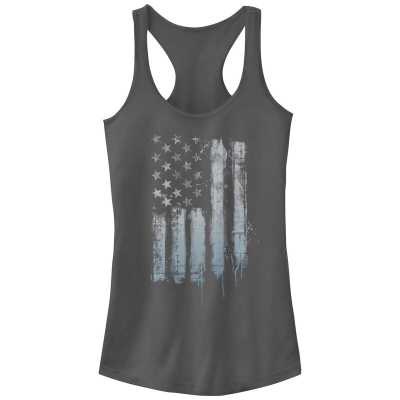 アンブランデッド レディース トップス Tシャツ Unbranded Juniors' Rustic American Flag Paint Drip Tank Top Charcoal チャコール