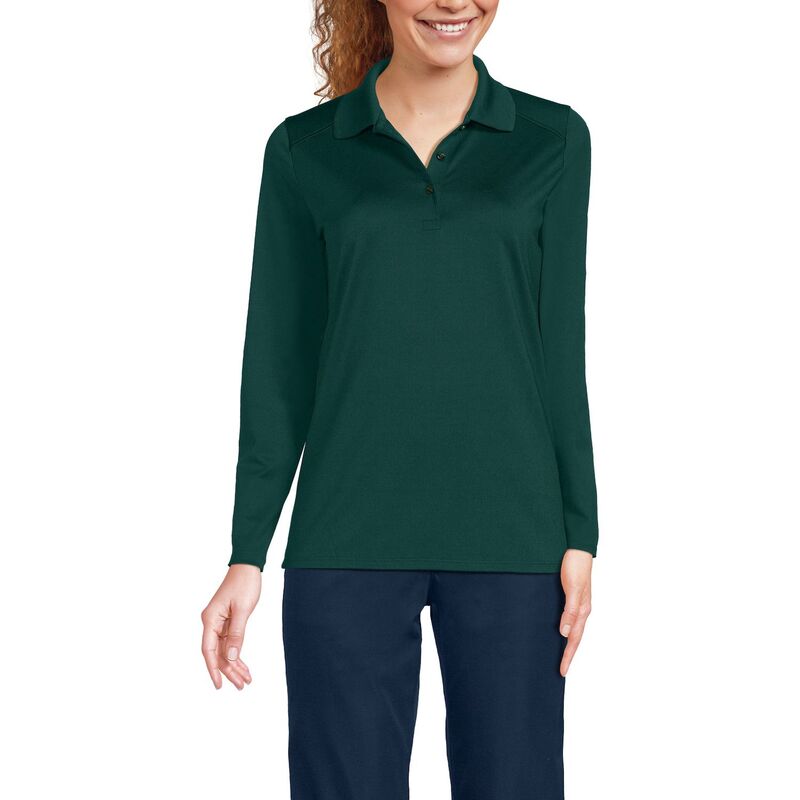 ランズエンド レディース トップス Tシャツ ポロシャツ ミニ Women's Lands' End Long Sleeve Feminine Fit Rapidry Polo Shirt Evergreen