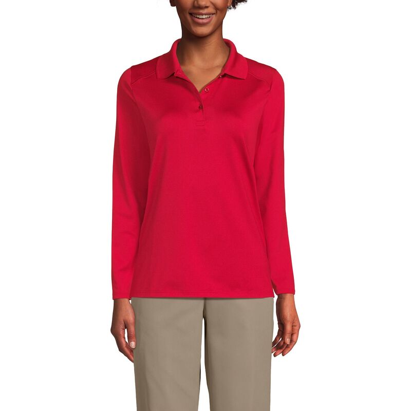 ランズエンド レディース トップス Tシャツ ポロシャツ ミニ Women's Lands' End Long Sleeve Feminine Fit Rapidry Polo Shirt Red レッド