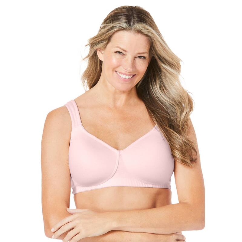 コンフォート チョイス レディース アンダーウェア ブラジャー プラスサイズ Tシャツ コットン Comfort Choice Women's Plusize Cotton Wireless Lightly Padded T-shirt Bra Shell Pink ピンク
