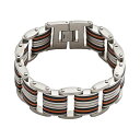 【送料無料】 アンブランデッド メンズ ブレスレット・バングル・アンクレット アクセサリー Stainless Steel and Black and Orange Rubber Bracelet - Men Multi/None(4)