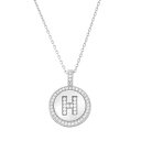 【送料無料】 アンブランデッド レディース ネックレス・チョーカー・ペンダントトップ アクセサリー Sterling Silver Cubic Zirconia Initial Pendant Necklace H(4)