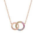 【送料無料】 アンブランデッド レディース ネックレス・チョーカー・ペンダントトップ アクセサリー Sterling Silver Rainbow Cubic Zirconia Double Circle Necklace 14k Rose Gold Plated