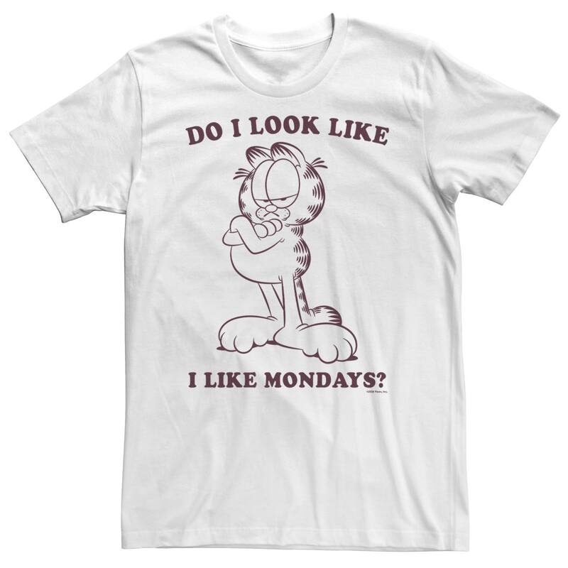 アニメキャラクター レディース トップス Tシャツ トール Licensed Character Big & Tall Garfieldo I Look Like I Like Mondays Line Artee White ホワイト