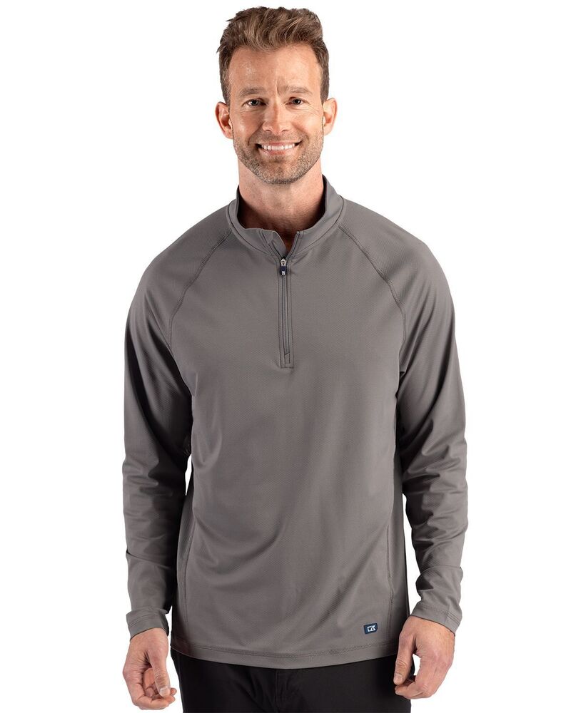カッターアンドバック レディース アウター ニット・セーター ハーフジップ Cutter & Buck Prospect Epiconfidence Recycled Textured Stretch Mens Quarter Zip Elemental Grey グレー