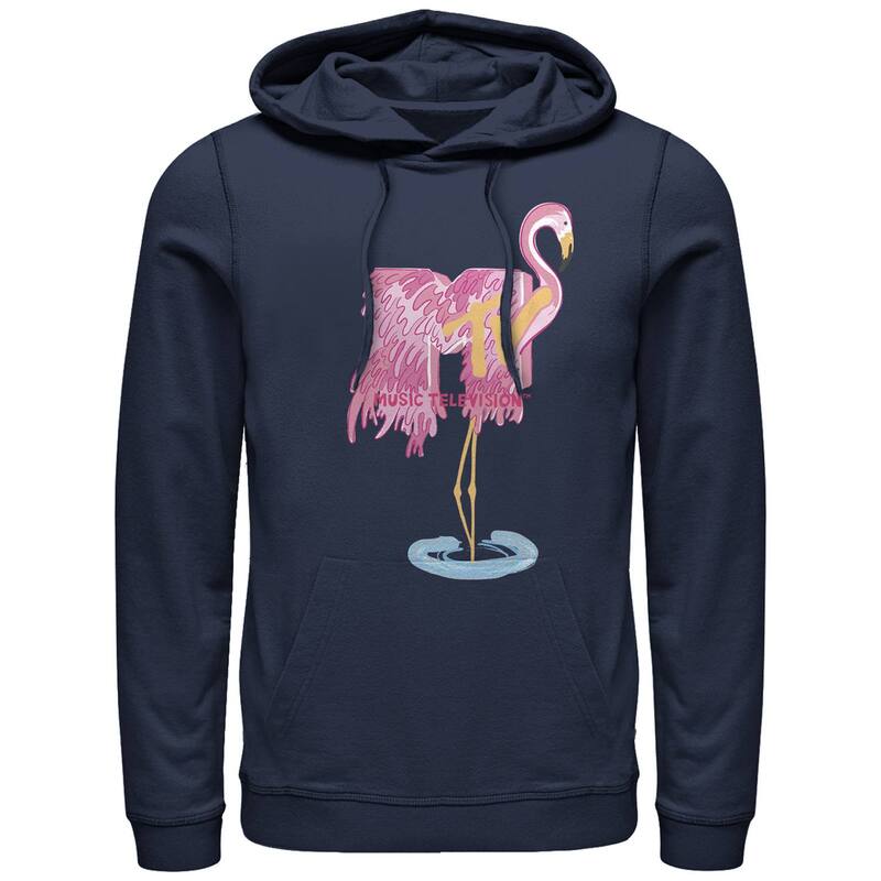 【送料無料】 ライセンス キャラクター メンズ Tシャツ トップス Men's MTV Flamingo Logo Hoodie Navy