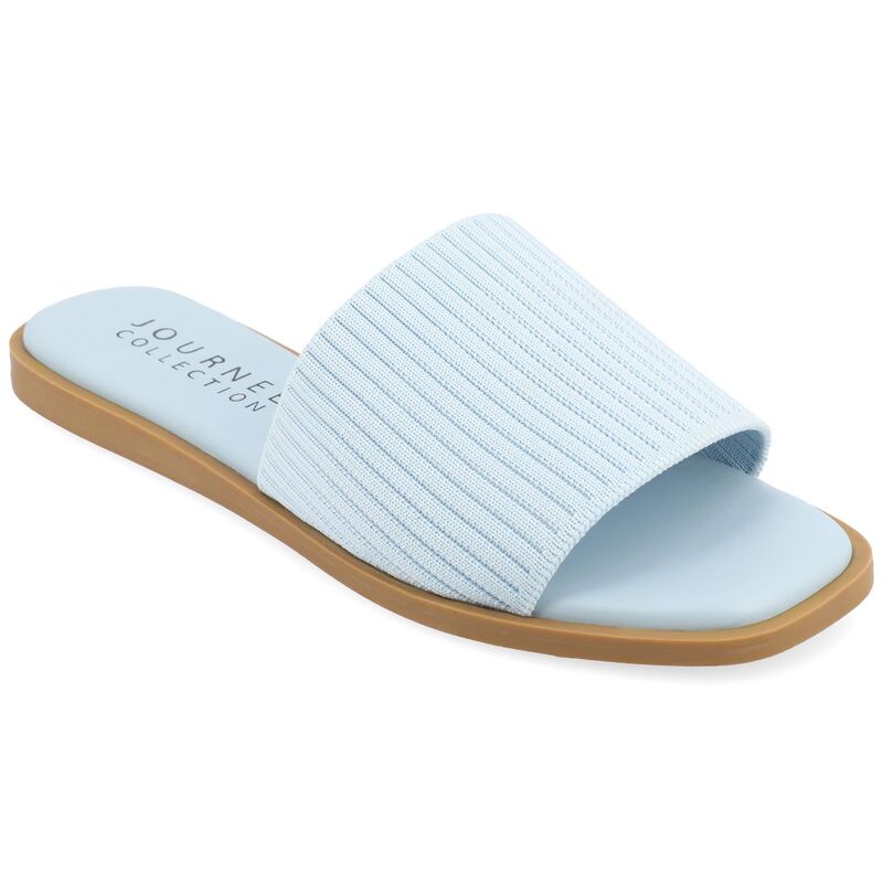 【送料無料】 ジュルネ コレクション レディース サンダル シューズ Journee Collection Prisilla Women's Tru Comfort Foam Linen Slip On Slide Sandals Blue