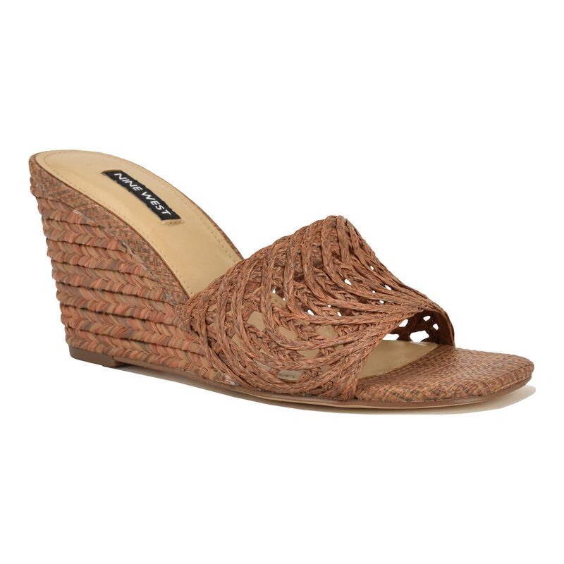 ナインウェスト レディース シューズ サンダル Nine West Nimma Women'slip-On Wedge Sandalsquare Toe Medium Brown ブラウン