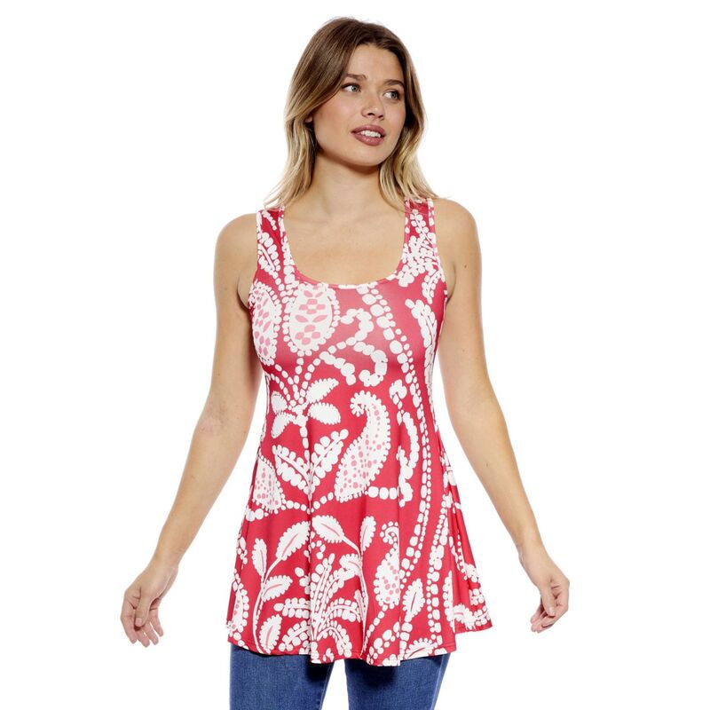 24 セブンコンフォート レディース トップス Tシャツ Women's 24Seven Comfort Apparel Paisley Scoop Neck Tunic Tank Top Red Multi レッド