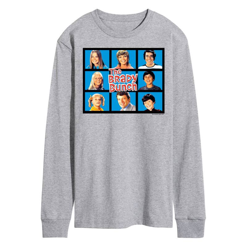 アニメキャラクター レディース トップス Tシャツ グラフィック Licensed Character Men's The Brady Bunch Grid Long Sleeve Graphic Tee Gray グレー