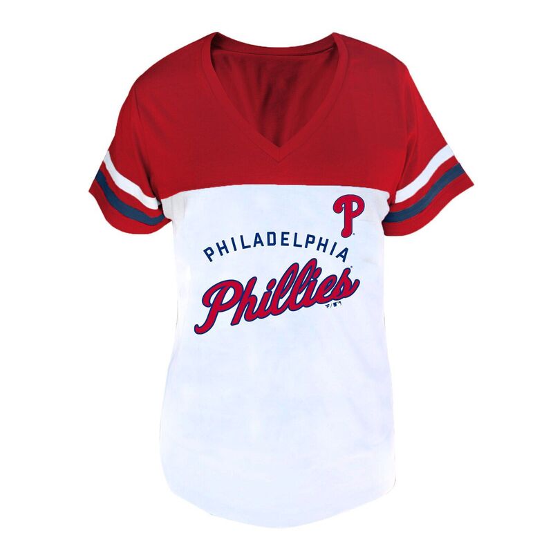 ファナティクス レディース トップス Tシャツ Vネック プラスサイズ Fanatics Women's Profile White/Red Philadelphia Phillies Plusi..
