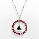 【送料無料】 ロゴアート レディース ネックレス・チョーカー・ペンダントトップ アクセサリー LogoArt Boston Red Sox Silver Tone Crystal Logo Charm Circle Pendant Siam