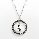 【送料無料】 ロゴアート レディース ネックレス・チョーカー・ペンダントトップ アクセサリー LogoArt Chicago White Sox Silver Tone Crystal Logo Charm Circle Pendant Jet