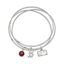 【送料無料】 ロゴアート レディース ブレスレット・バングル・アンクレット アクセサリー LogoArt Boston Red Sox Silver Tone Crystal Charm Bangle Bracelet Set Boston Red Sox