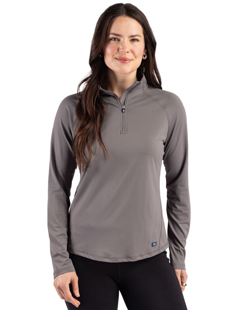 カッターアンドバック レディース アウター ジャケット・ブルゾン ハーフジップ Cutter & Buck Prospect Epiconfidence Recycled Textured Stretch Womens Quarter Zip Elemental Grey グレー