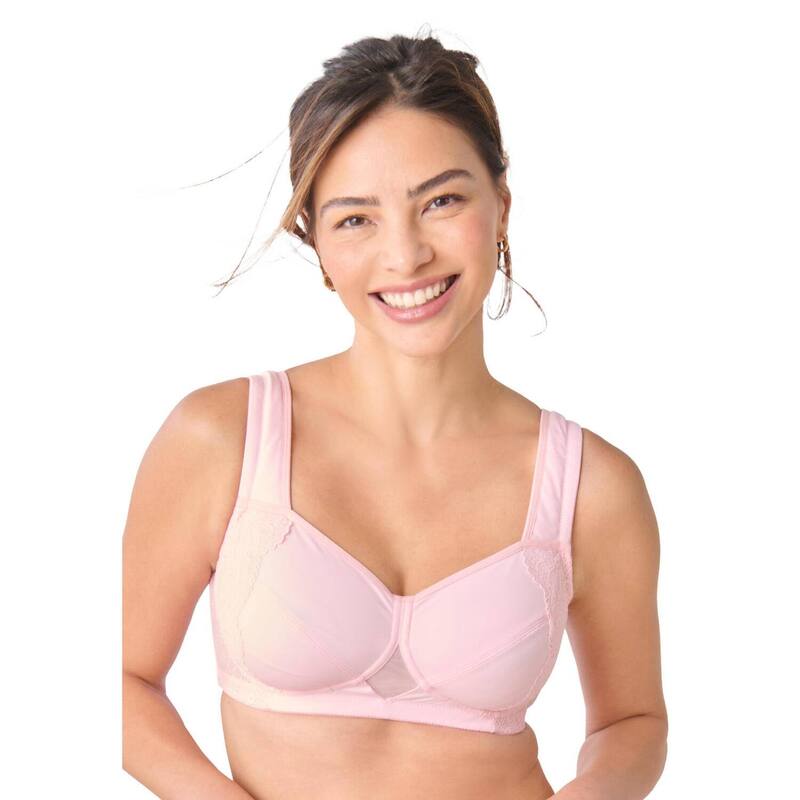 コンフォート チョイス レディース アンダーウェア ブラジャー プラスサイズ Comfort Choice Women's Plusize Full Coverage Side Wire Bra Shell Pink ピンク