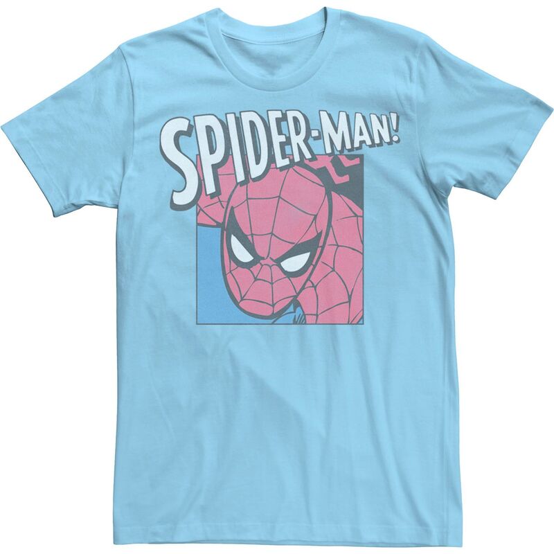 アニメキャラクター レディース トップス Tシャツ Licensed Character Men's Marvelarge Spideys Tee Light Blue ブルー