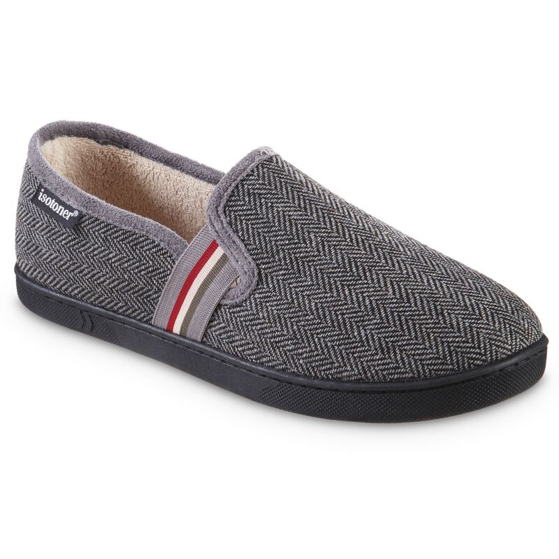 【送料無料】 アイソトナー メンズ サンダル シューズ isotoner Stretch Herringbone & Stripe Closed Back Men's Slippers Ash