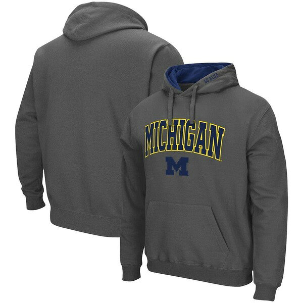 コロシアム メンズ アウター パーカー・スウェット ロゴ Men's Colosseum Charcoal Michigan Wolverines Arch & Logo 3.0 Pullover Hoodie Charcoal チャコール