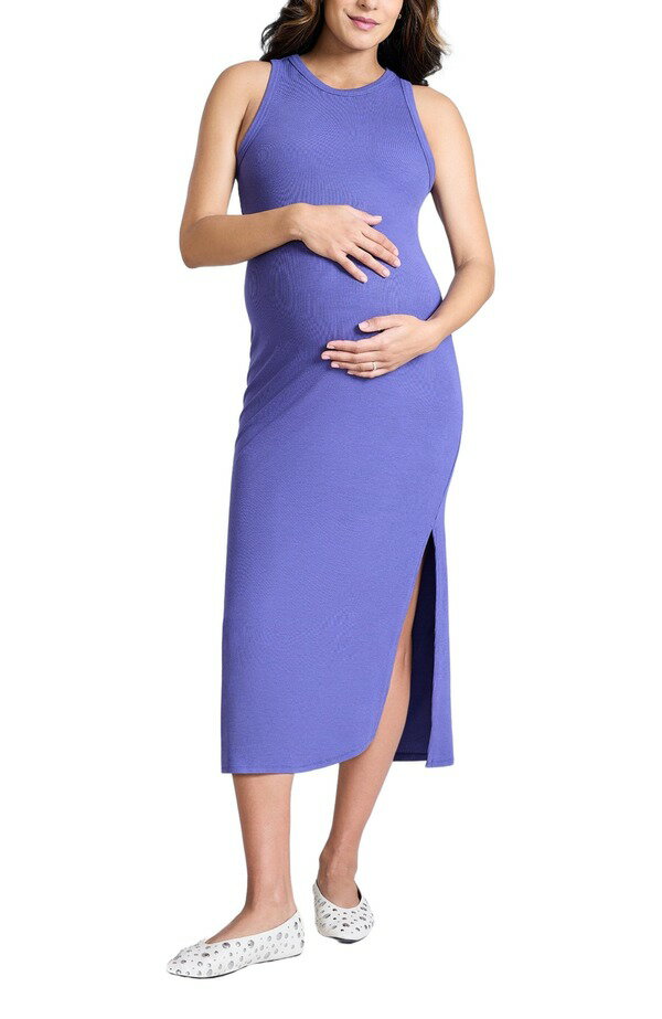 マザーフッドマタニティー レディース トップス ワンピース クルーネック ミディ ノースリーブ MOTHERHOOD MATERNITY Crew Neck Sleeveless Racerback Maternity Midi Dresskipper Blue ブルー