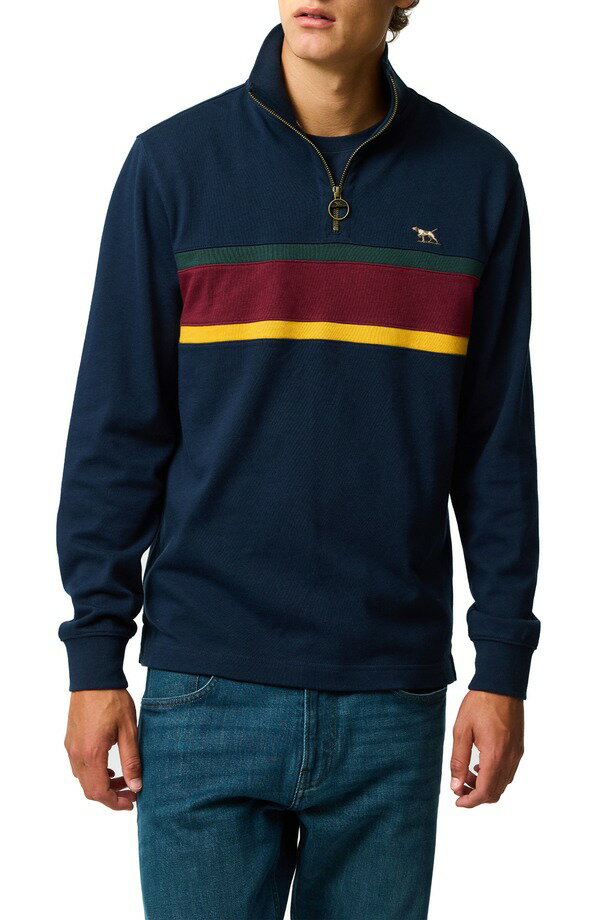 ロッドアンドグン メンズ アウター パーカー・スウェット ハーフジップ ポロシャツ Rodd & Gunn Chesterfield Chestripe Quarter Zip Long Sleeve Polo Eclipse ストライプ