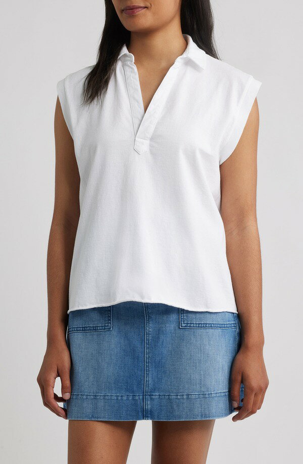 フランク ＆ アイリーン レディース トップス シャツ ノースリーブ Frank & Eileen Sleeveless Collared Top White ホワイト