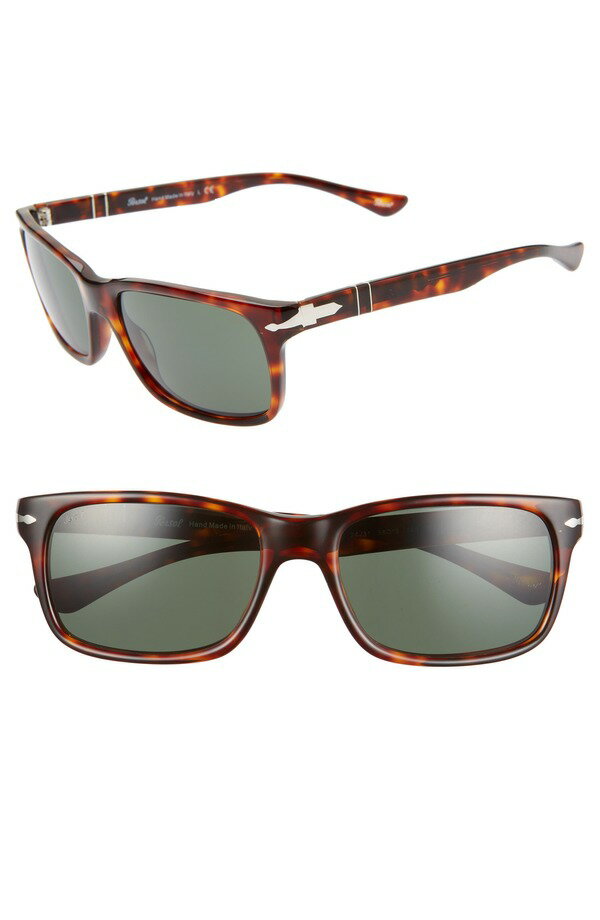 ペルソル レディース アクセサリー サングラス・アイウェア Persol 58mm Rectangle Sunglasses Havana/ Black Solid ブラック