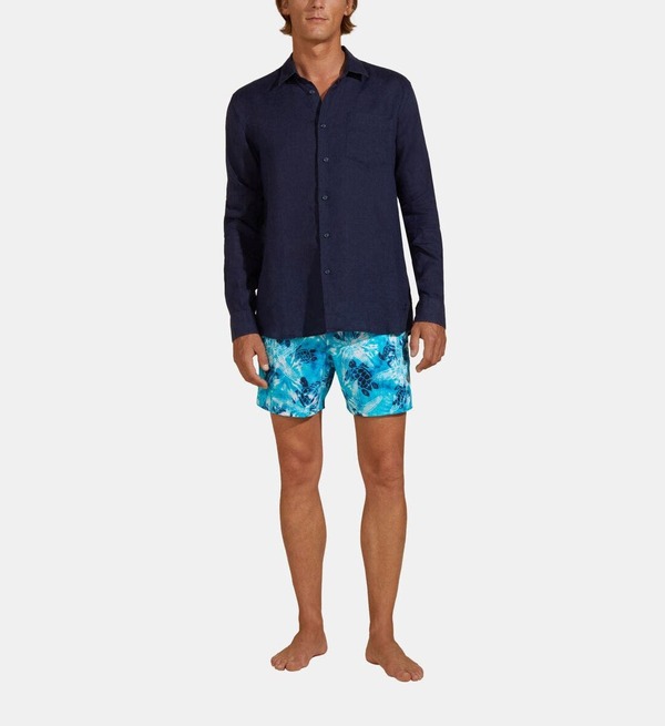 ヴィルブレクイン メンズ トップス シャツ リネン Vilebrequin Men's Linen Solid Shirt Bleu Marine