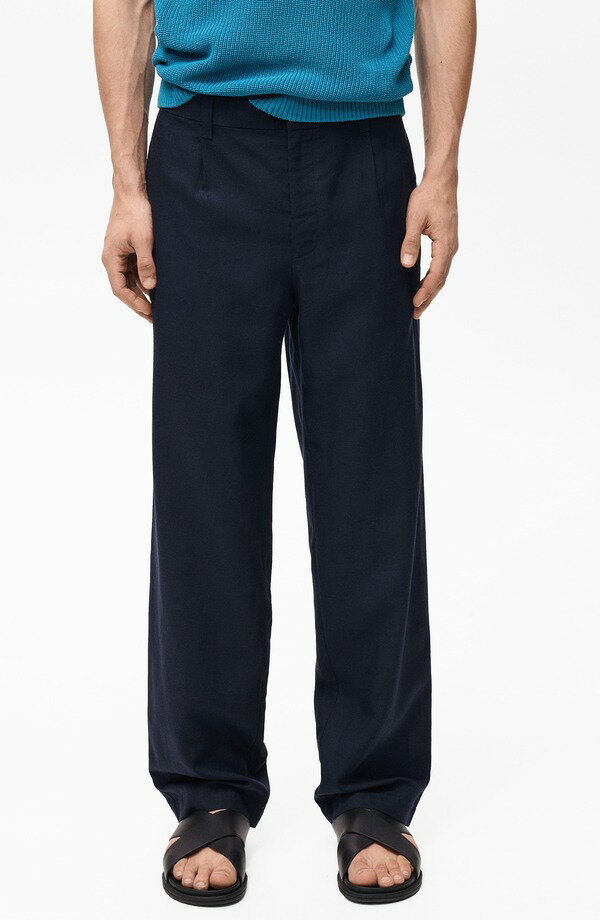マンゴ メンズ ボトムス カジュアルパンツ レギュラーフィット MANGO Regular Fit Pants Dark Navy ネイビー