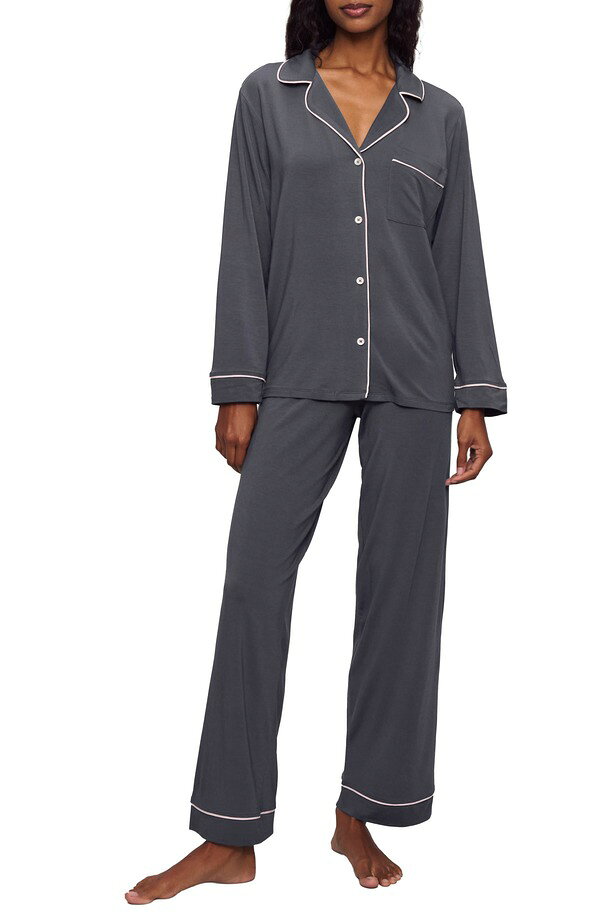 エバージェイ レディース アンダーウェア ナイトウェア Eberjey Gisele Long Pajamas Graphite/ Sorbet Pink グラファイト