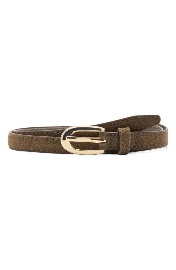 マンゴ レディース アクセサリー ベルト スエード MANGO Thin Suede Belt Khaki Green グリーン