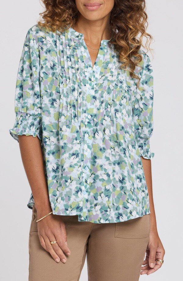 エヌワイディージェイ レディース トップス シャツ プリーツ ブラウス NYDJ Pleated Peasant Blouse Bloomington