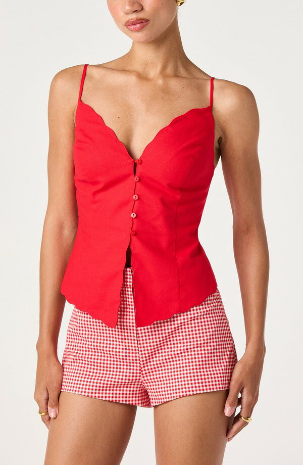 アストール レディース トップス シャツ ASTR the Label Odette Scallop Hem Camisole Red レッド