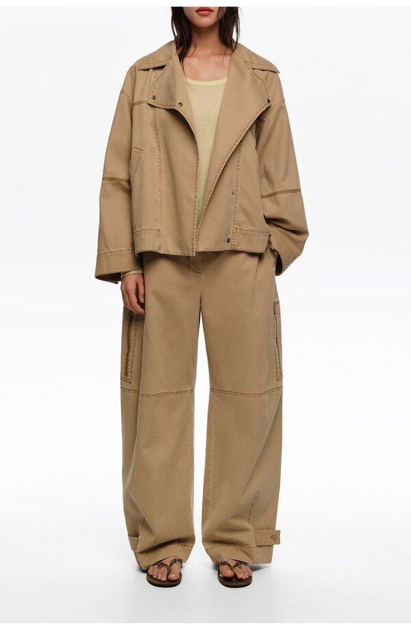 ビンバイローラ レディース ボトムス レギンス パンツ コットン Bimba y Lola Cotton Adjustable Barrel Trousers Camel キャメル