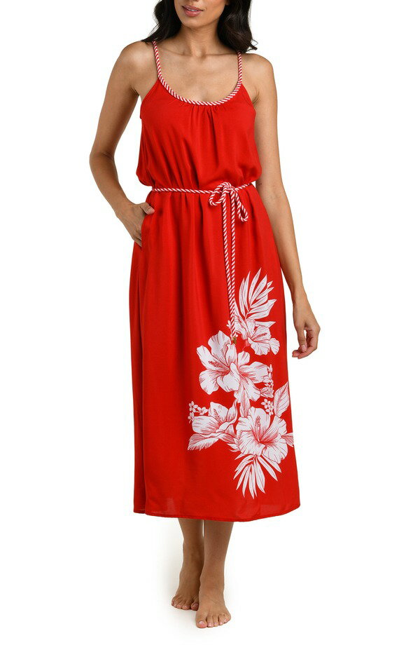 ラブランカ レディース トップス ワンピース ミディ ノースリーブ La Blanca Mariner Tie Waist Sleeveless Cover-Up Midi Dress Ruby ルビー