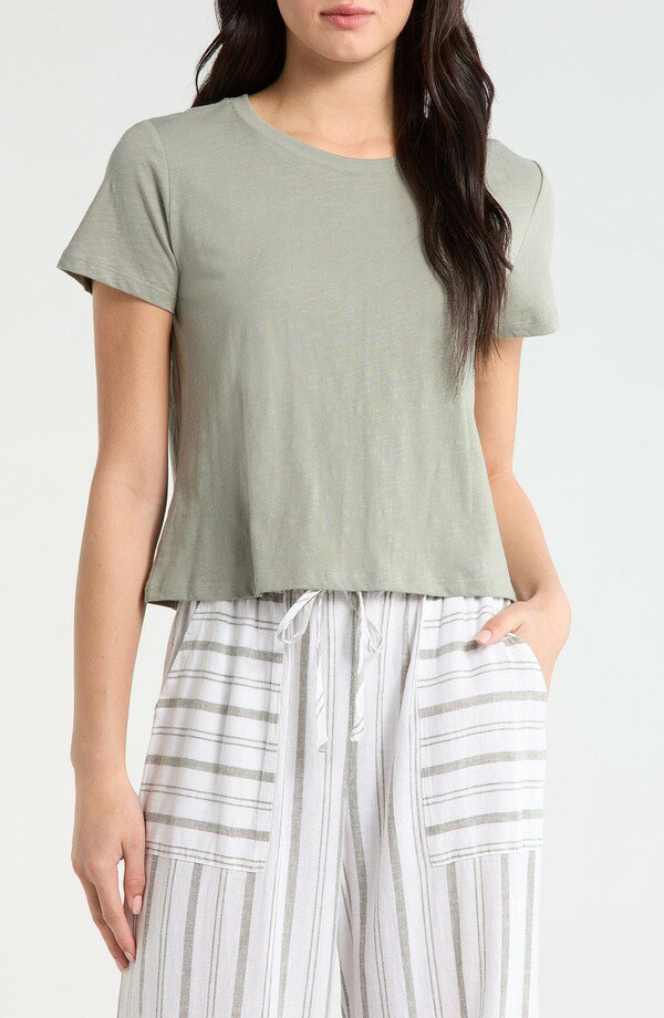スプレンディット レディース トップス シャツ Splendid Louisa Short Sleeve T-Shirt Eucalyptus Green グリーン