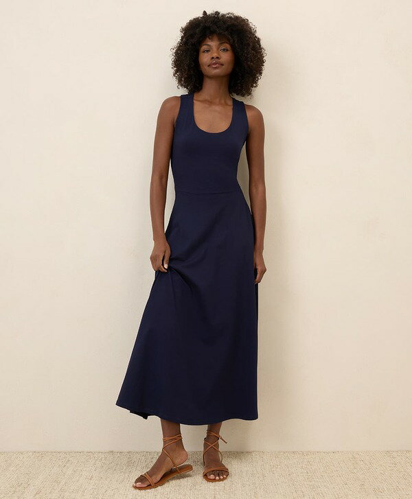 パクト レディース トップス ワンピース オープンバック コットン マキシ Pact Organicotton Fit & Flare Open Back Maxi Dress Eclipse