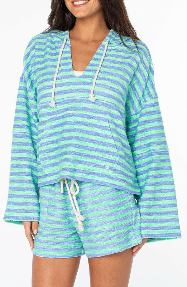 ロキシー レディース アウター パーカー・スウェット シャツ Roxy Rich Coastripe Hooded Sweatshirt Spring Bud ストライプ