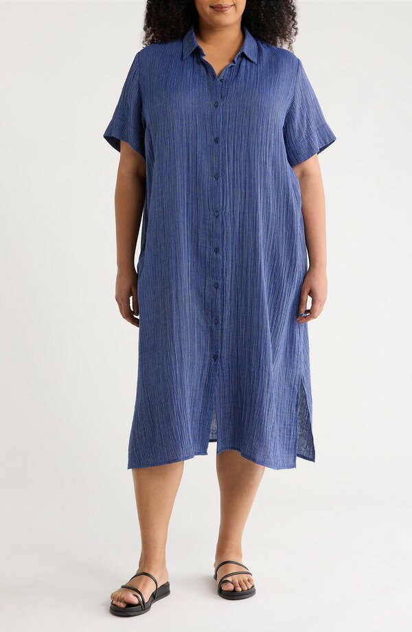 エイリーンフィッシャー レディース トップス ワンピース シャツ コットン Eileen Fisher Classicollar Organicotton Shirtdress Deep Dive