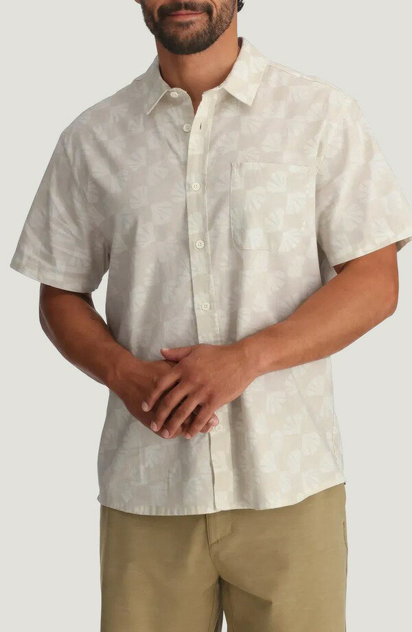 フリー フライ メンズ トップス シャツ Free Fly Harbor Short Sleeve Button-Up Shirt Sea Scalloprint Birch
